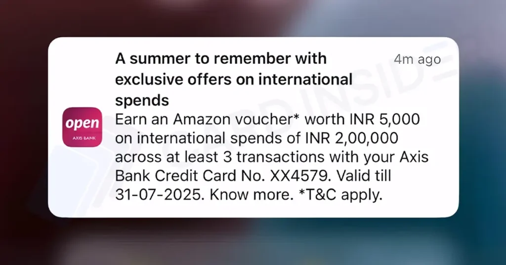 Get Amazon vouchers on international spends with Axis Bank Mastercard credit cards – limited-time offer.
