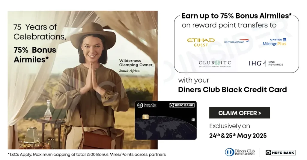HDFC Diners Club Black Credit Card Bonus Partner Points on Reward Transfers Offer