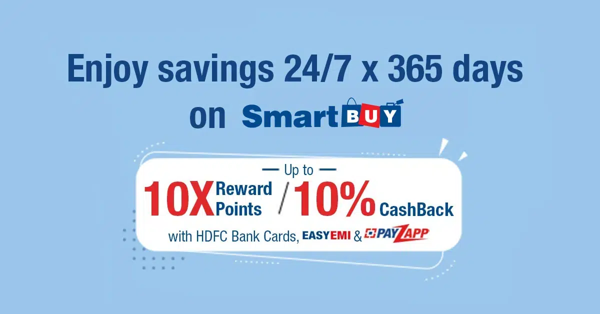 HDFC SmartBuy is an exclusive online platform launched by HDFC Bank, where customers can earn accelerated reward points and cashback by shopping, booking travel, or purchasing vouchers through the SmartBuy portal using their HDFC credit or debit card.