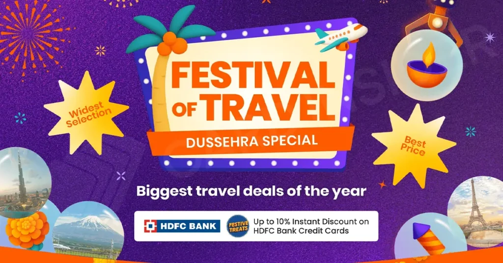 Festival of Travel Dussehra Special – Biggest Travel Deals of the Year with Up to 10% Instant Discount on Klook bookings using HDFC Bank Credit Cards.